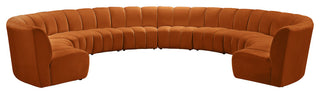 Infinity Channel Tufted Velvet Modular Chair, Cognac, 10 Piece
