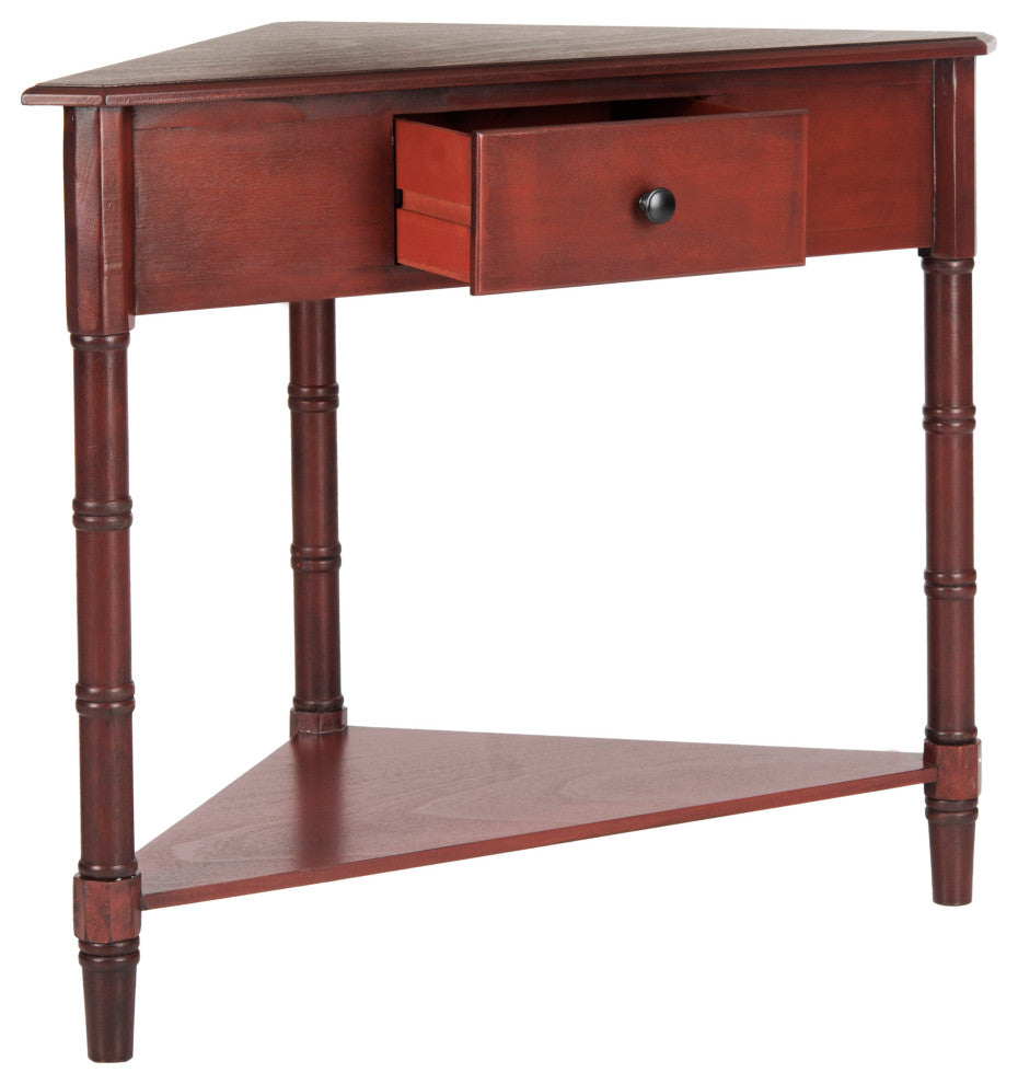 Safavieh Gomez Corner Table With Storage Drawer, Red