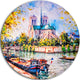 Notre Dame Paris, Landscape Round Metal Wall Art, 36"