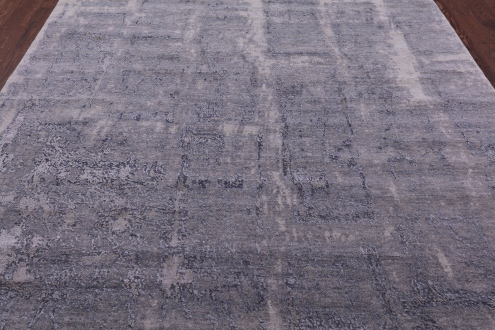 7' 10" X 10' 0" Hand-Knotted Abstract Wool & Silk Rug - Q13091