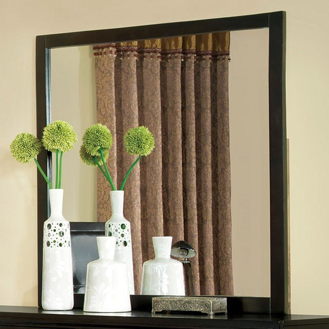 Benzara BM168971 Mirror With Wooden Frame, Espresso Brown