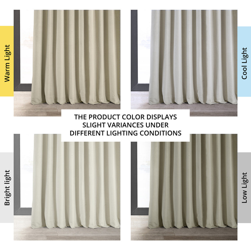 Extra Wide Blackout Velvet Curtain Single Panel, Cool Beige, 100"x96"