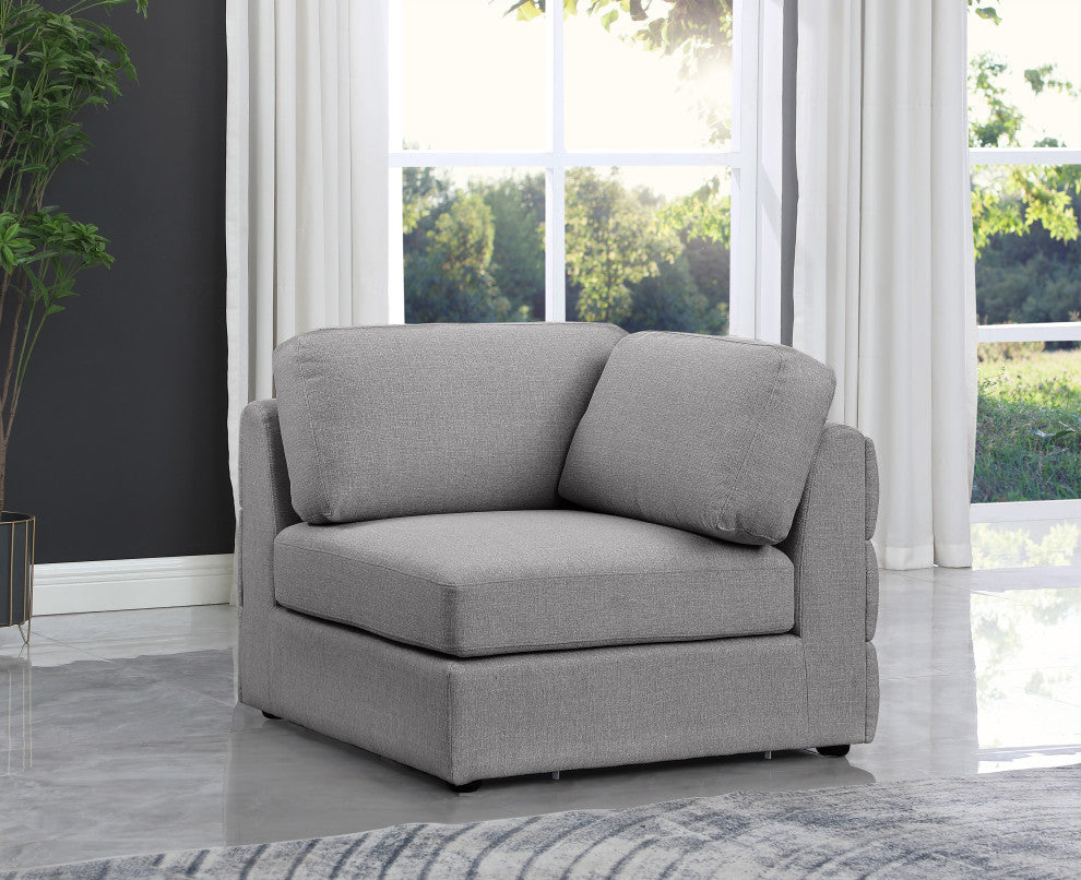 Beckham Beige Durable Linen Textured Fabric Armless, Grey, Corner Chair