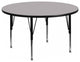60'' Round Grey Thermal Laminate Activity Table - Height Adjustable Short Legs