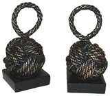 Rope Knot Bookends, Bronze