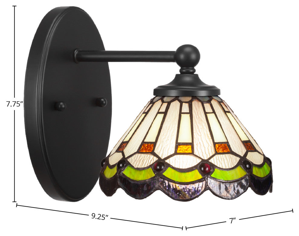 Capri 1-Light Wall Sconce, Matte Black/Cyprus Art