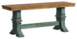 Arbor Hill Two-Tone Trestle Base Dining Bench, Antique Sage Green