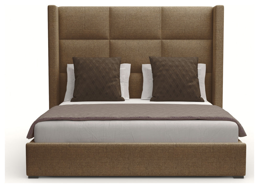 Nativa Interiors Aylet Square Tufted Bed, Brown, Queen, Medium 67"