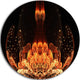 Bright Orange Glossy Fractal Flower, Floral Round Wall Art, 11"