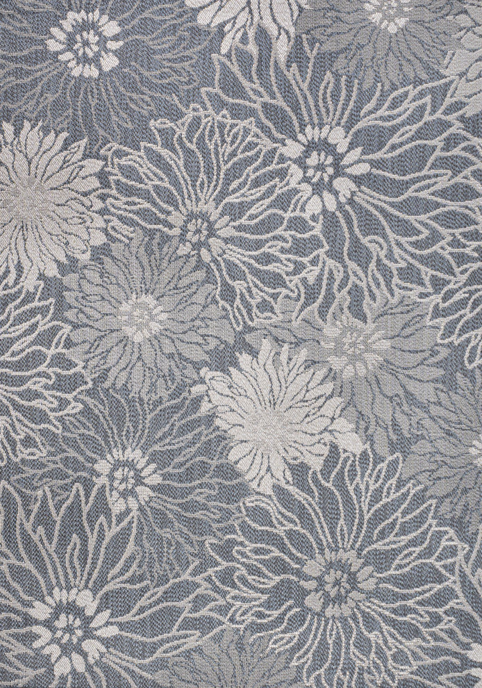 Bahamas Modern All-Over Floral Indoor/Outdoor Area Rug, Navy/Gray, 3x5