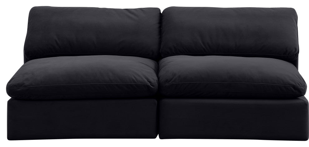 Comfy Upholstered Modular Sofa, Black, 2-Piece: 2 Armless Chair, Velvet