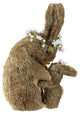 14" Decorative Bunny Mom and Daughter With Flower Crown Figures