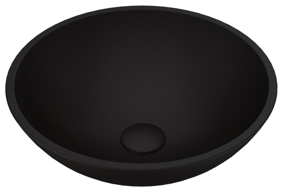 VIGO Cavalli 15"L x 15"W x 5"H Glass Round Vessel Bathroom Sink in MatteShell