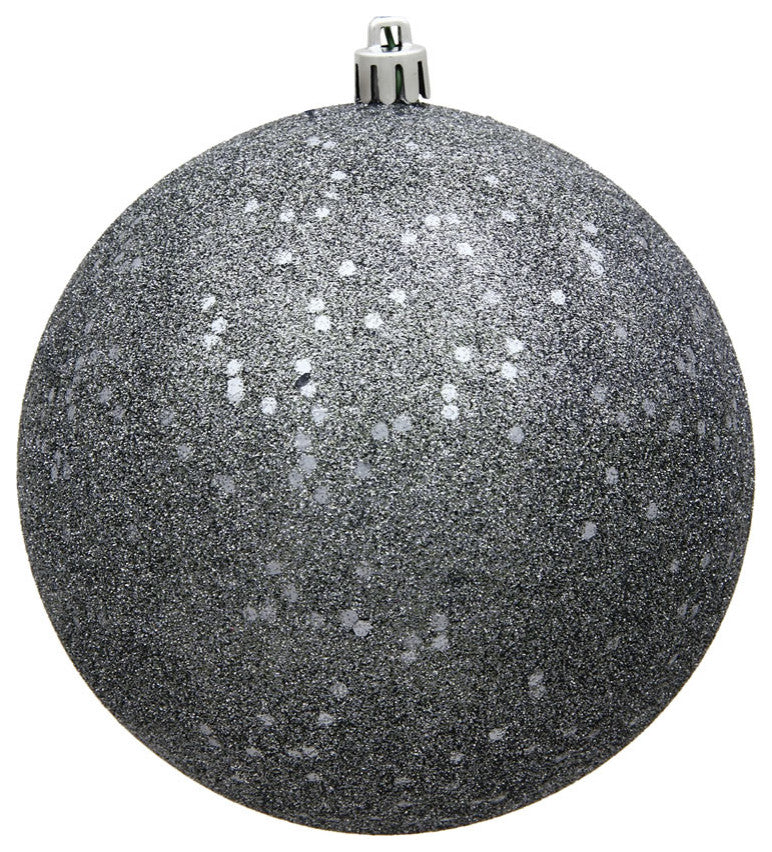 Vickerman 4" Pewter Sequin Ball Ornament, 6 per Bag