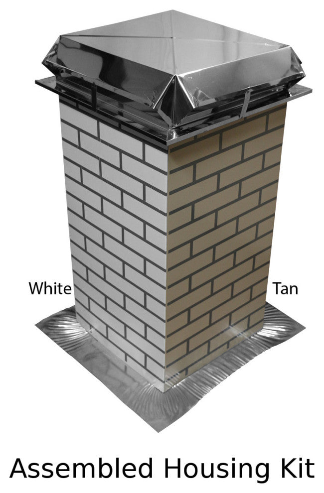 AirJet Simulated White Brick All Fuel Chimney Housing Kit 17x17x60"H