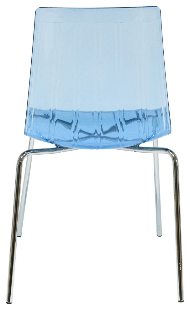 LeisureMod Ralph Dining Chair, Transparent Blue, Set of 4 Transparent Blue