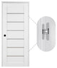 Alba Bianco Noble with Concealed Hinges, Tempered Frosted Glass, Solid Core, 30" X 80", Right-Hand