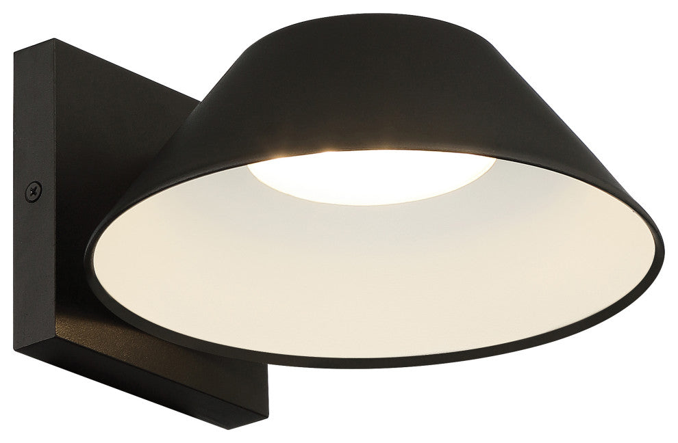 Solano Outdoor LED Wall Mount, Square Backplate, Tapered Shade