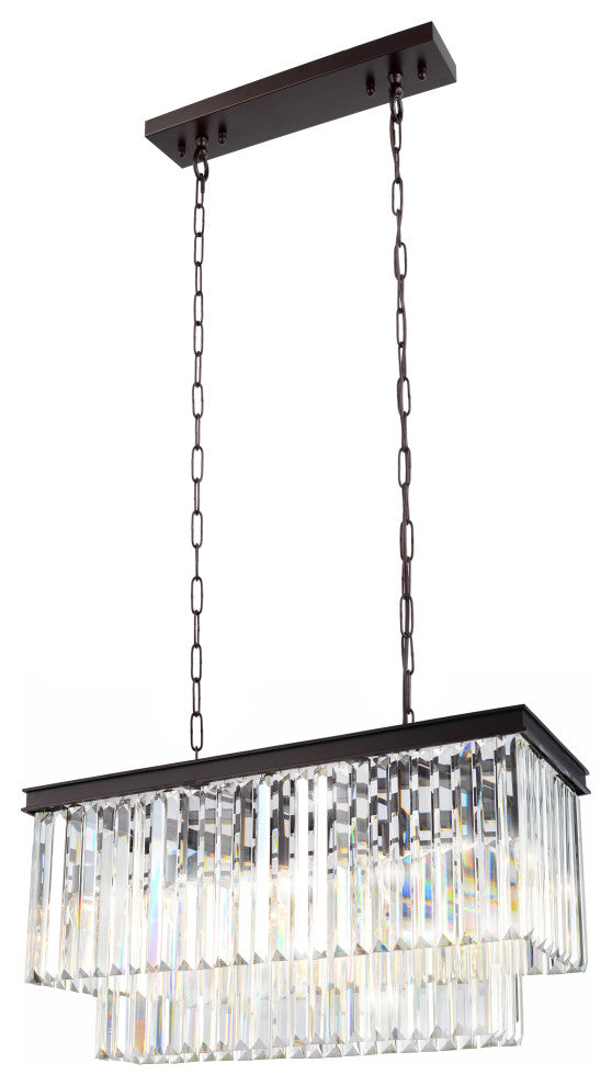 Artistry Lighting Reston Rectangular Chandelier 36x14x18, Brown