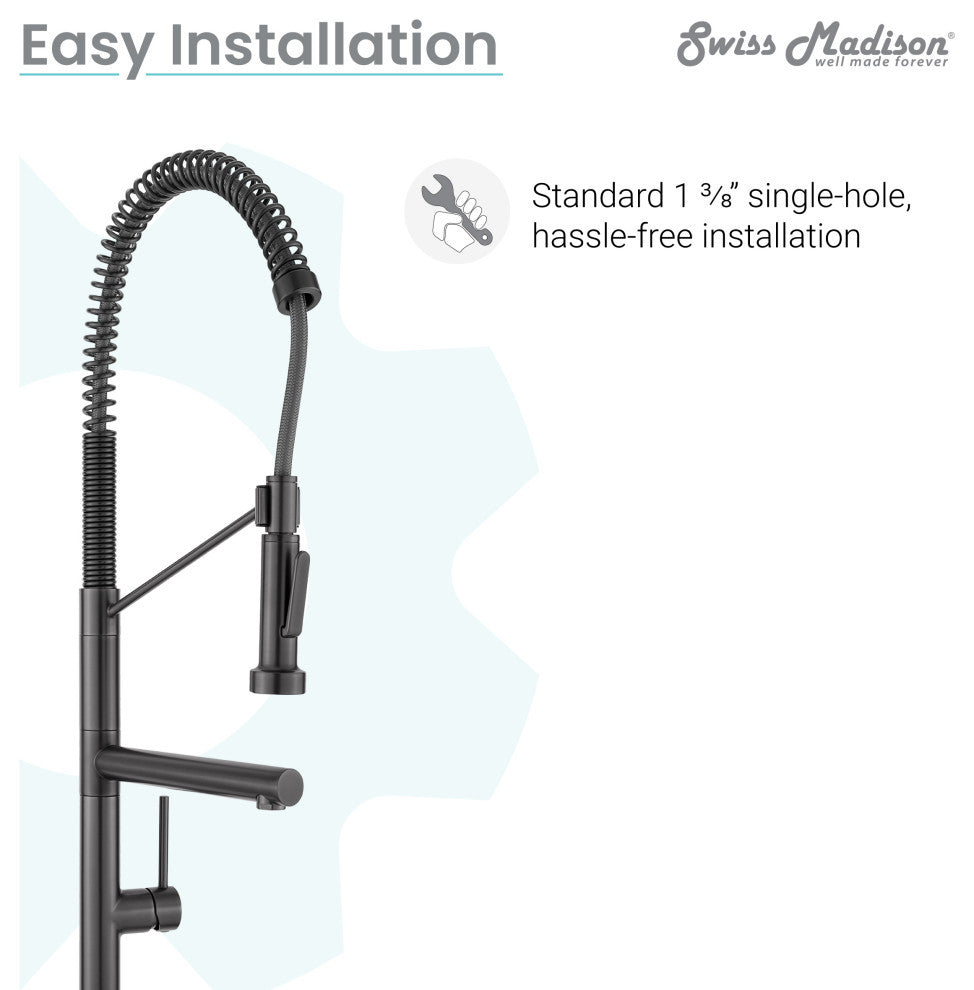 Nouvet Single Handle, Pull-Down Kitchen Faucet With Pot Filler, Gunmetal Grey