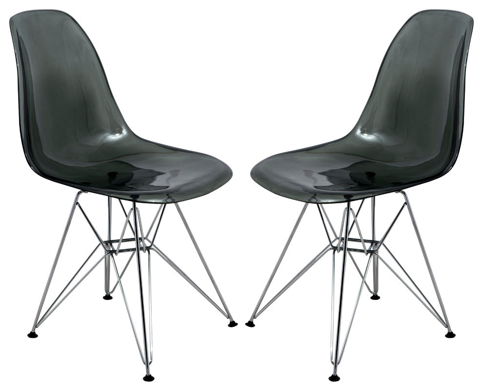 Cresco Acryclic Dining Side Chairs with Eiffel Legs Set of 2, Transparent Black