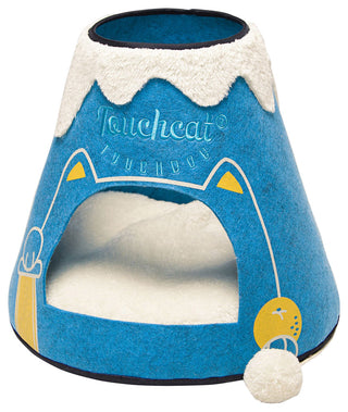 Touchcat Molten Lava Designer Triangular Pet Bed House With Toy, Blue/White