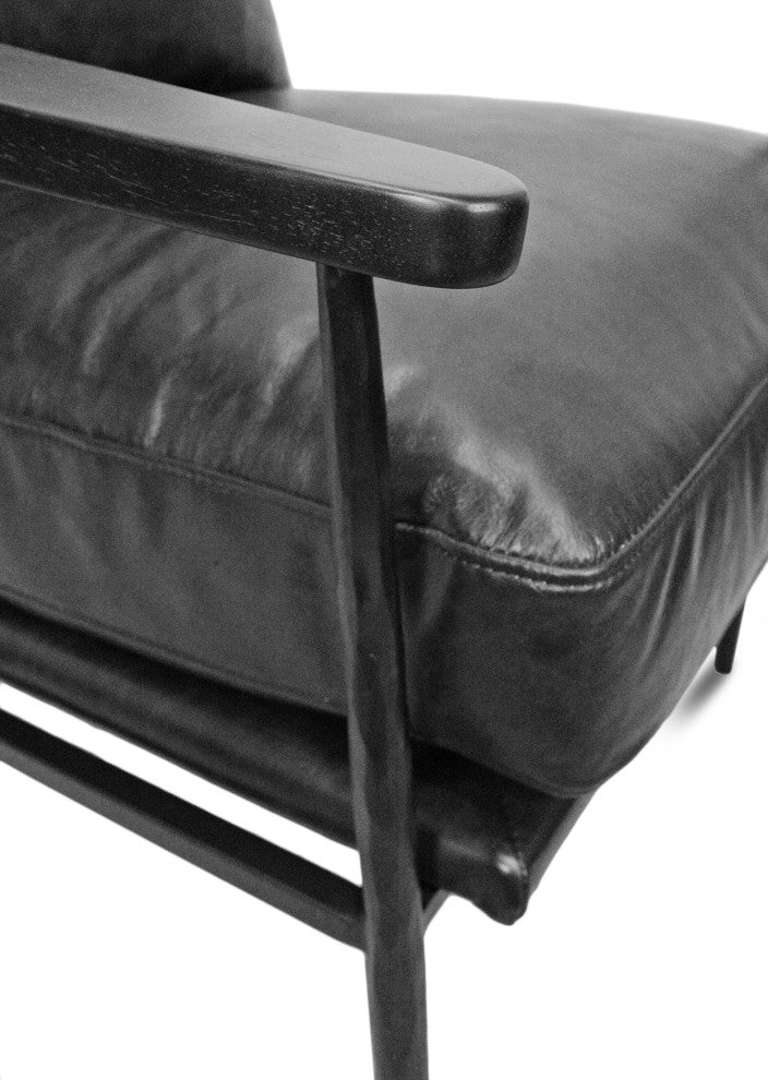 Charcoal Black Leather Club Chair