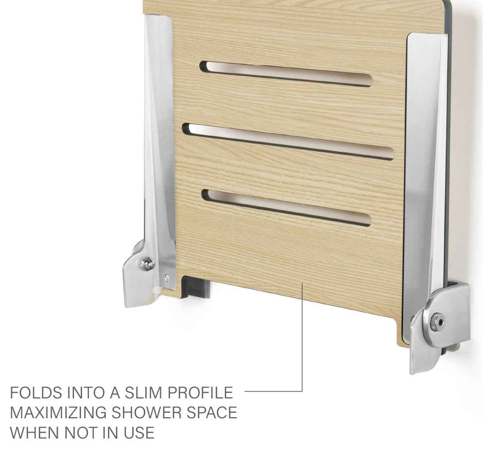 Seachrome SlimLine Folding Wall Mount Shower Seat, Urban Chic, Silver Frame