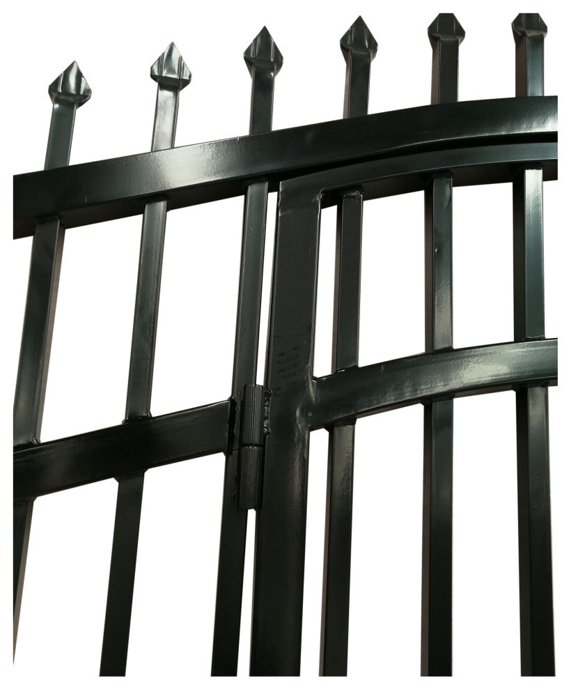 Aleko VIENNA Style 16' Steel Dual Swinging Driveway Gate With Pedestrian Gate