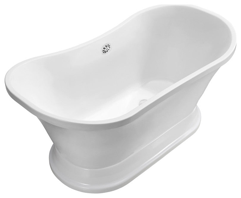68" Streamline NPT9201WH Soaking Freestanding Tub With External Drain