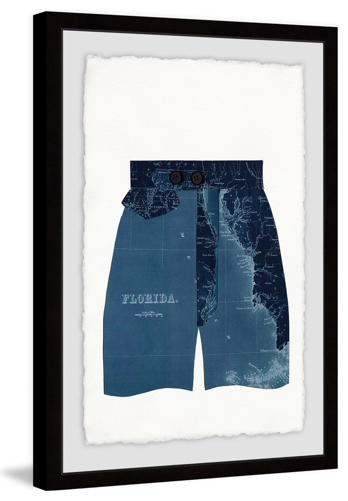"Navy Shorts" Framed Painting Print, 24"x36"