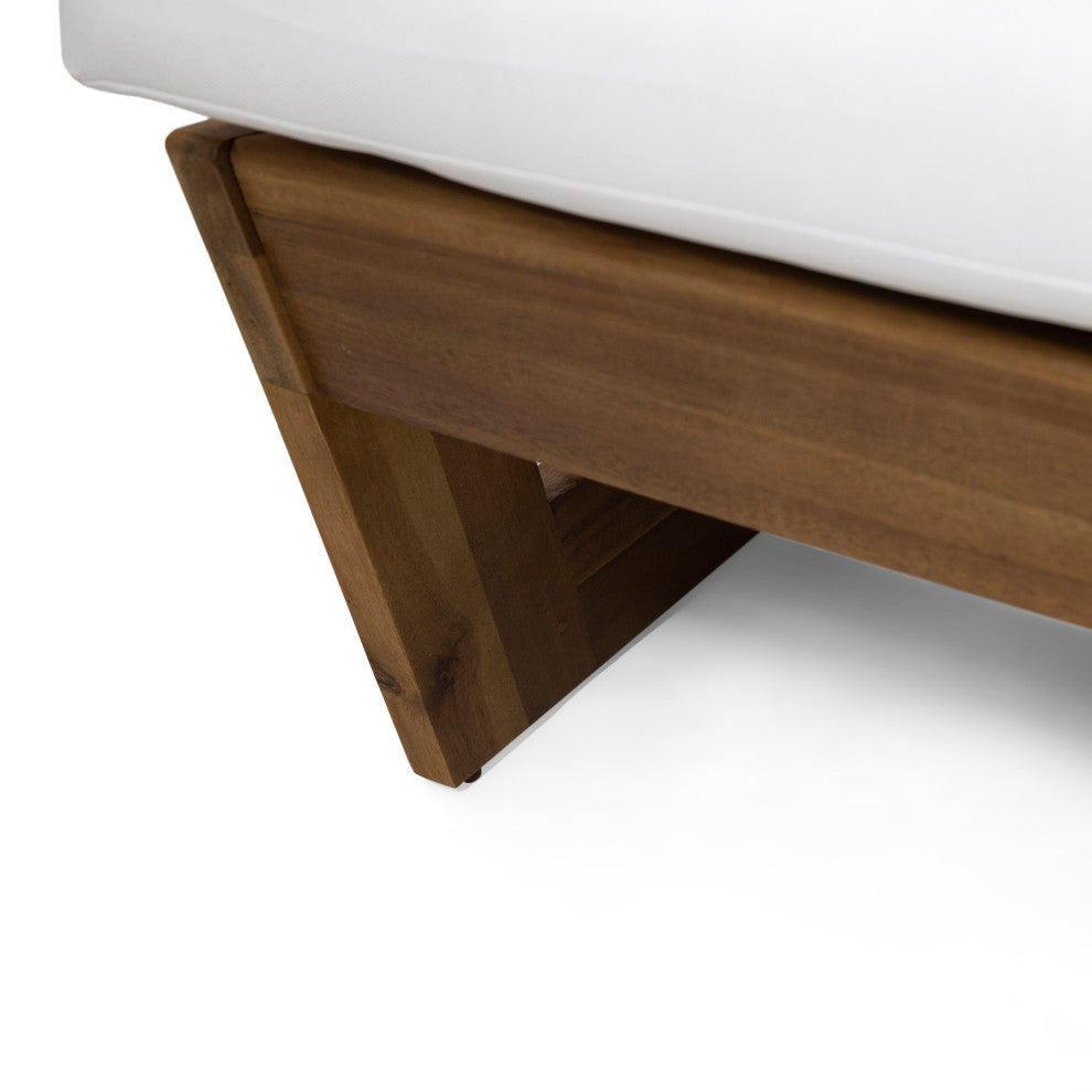 Emma Outdoor Acacia Wood Club Chairs With Cushions, Set of 2, White