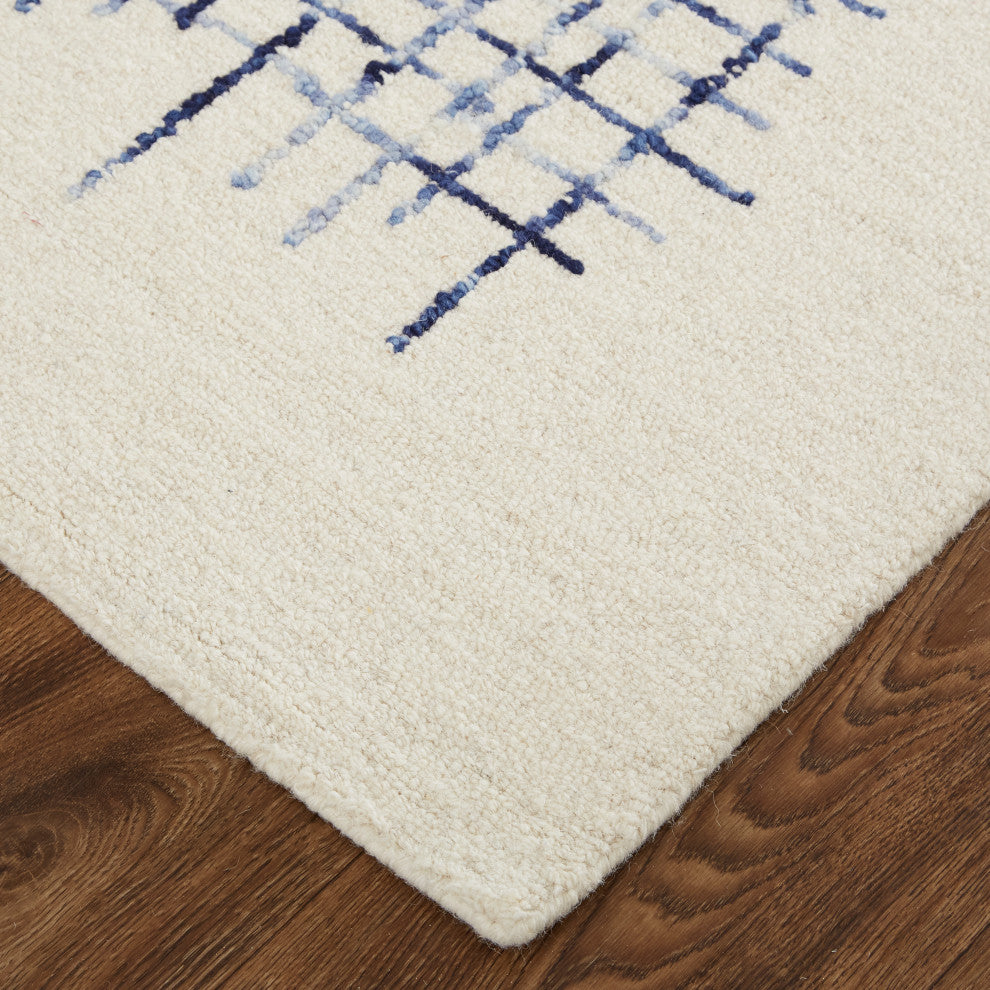 Weave & Wander Carrick Architectural Rug, Ivory/Navy, 9'x12'