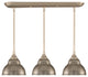 3 Light Mini Pendant, 7" Double Bubble Metal Shade Glass
