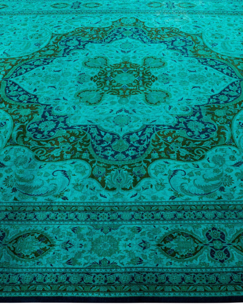 Fine Vibrance, One-of-a-Kind Hand-Knotted Area Rug Green, 9'2"x12'3"
