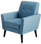 Blue Mid-Century Modern Armchair with Padded Seat and Tufted Back