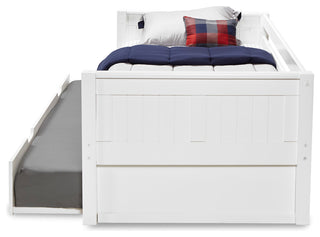 Camaflexi Twin Day Bed With Twin Trundle, Panel Headboard, White Finish