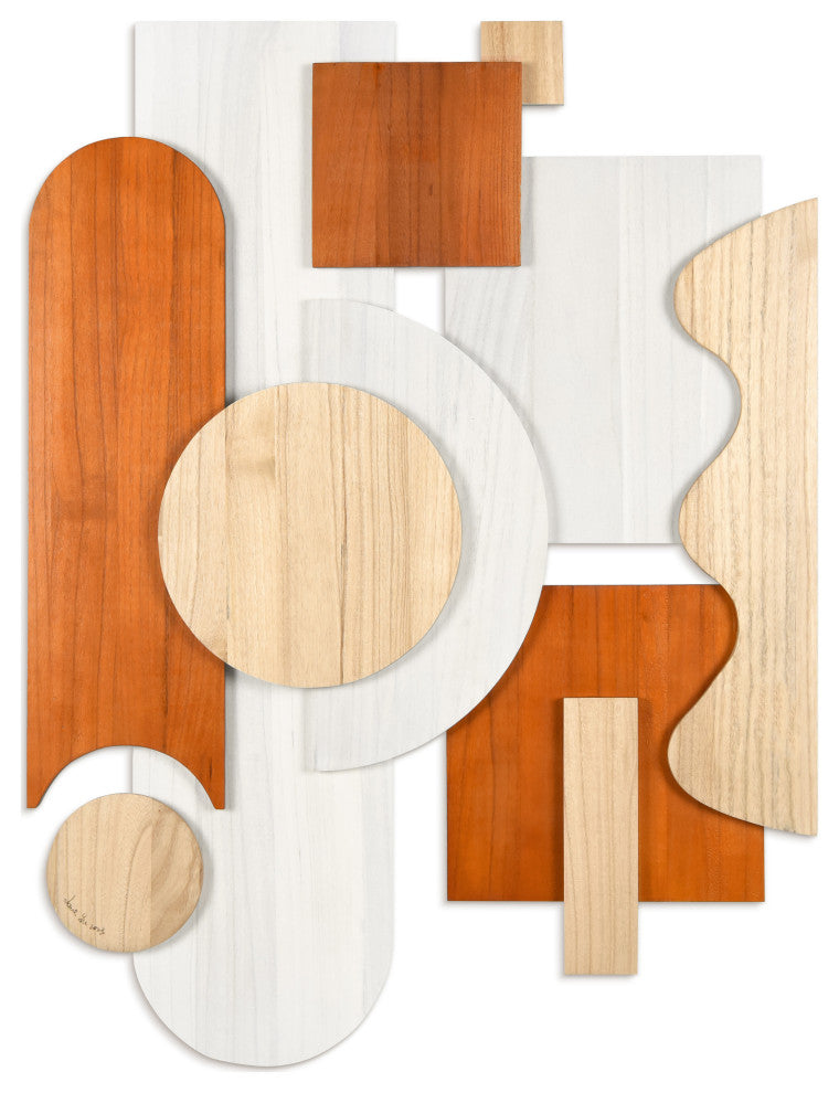 "Cinnamon Dreamscape" Hand Made Wood Abstracts Wall Art, Ap-104b-4030-08