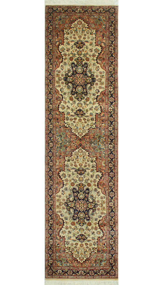 Pak-Persian Fikri Ivory/Navy Runner, 2'1x8'11
