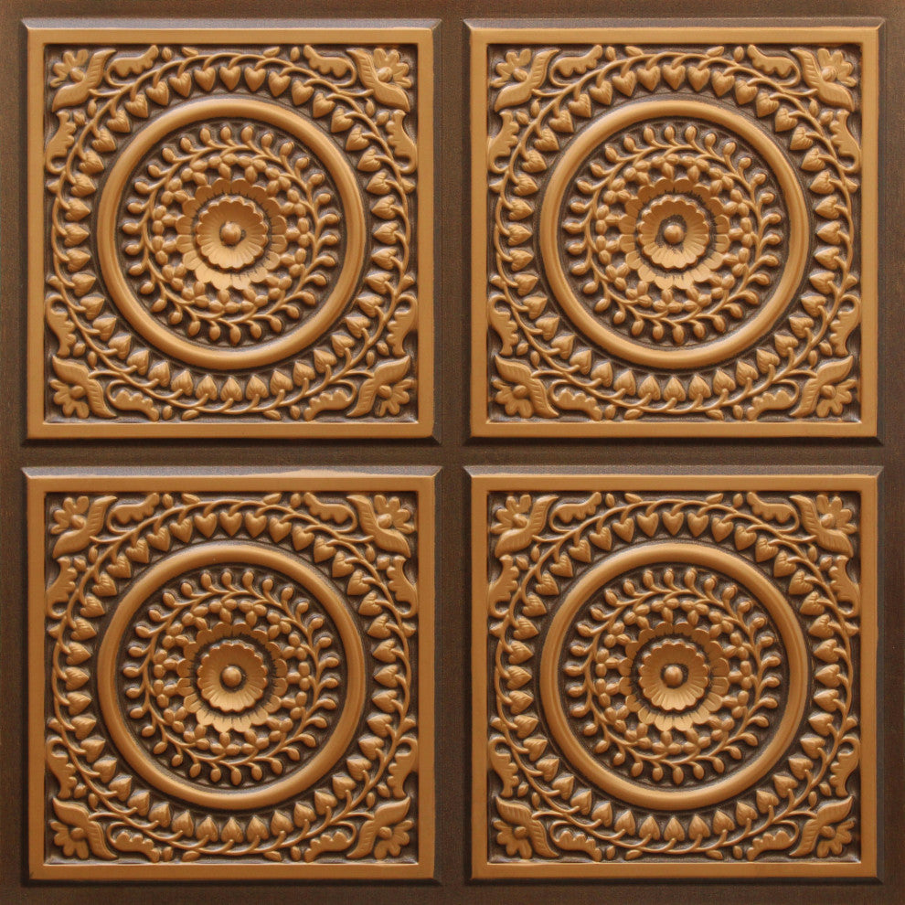 Antique Gold 3D Ceiling Panels, 2'x2', 4 Sq Ft