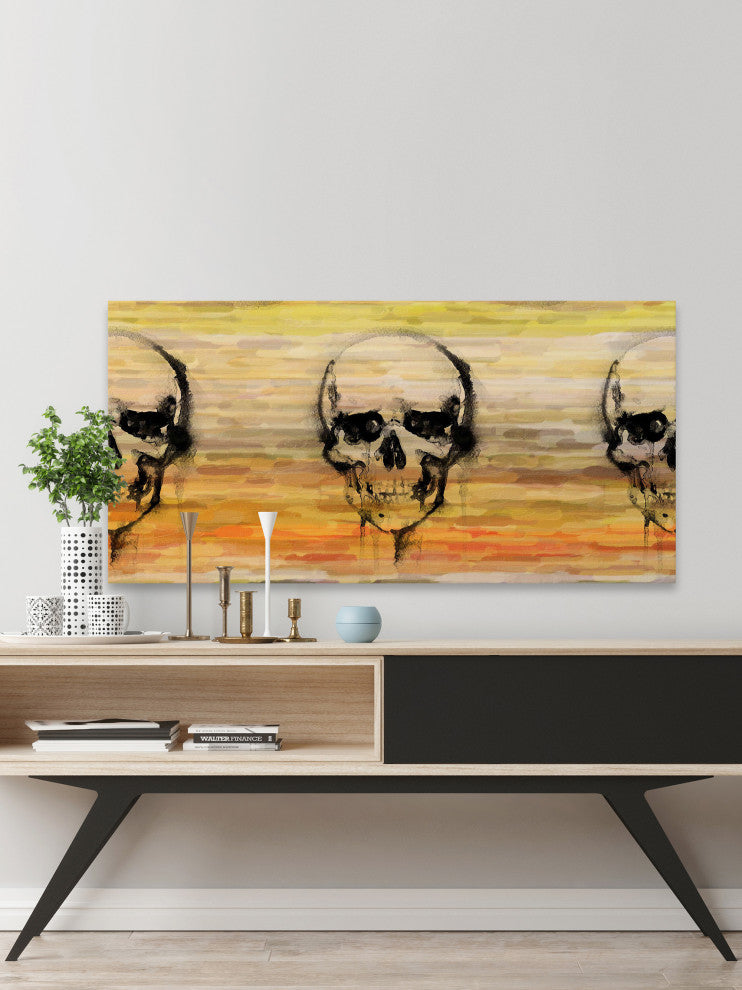 "Yellow Skull" Fine Art Canvas Print, 36"x18"