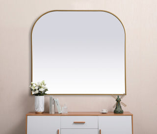 Elegant Decor Metal Frame Arch Mirror 42X38" in Brass