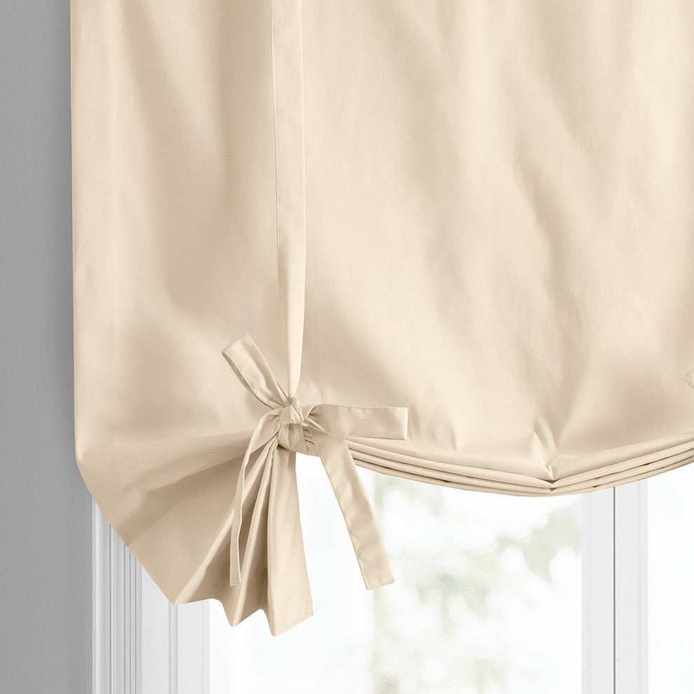 Solid Cotton Tie-Up Window Shade Panel, English Cream, 46x63