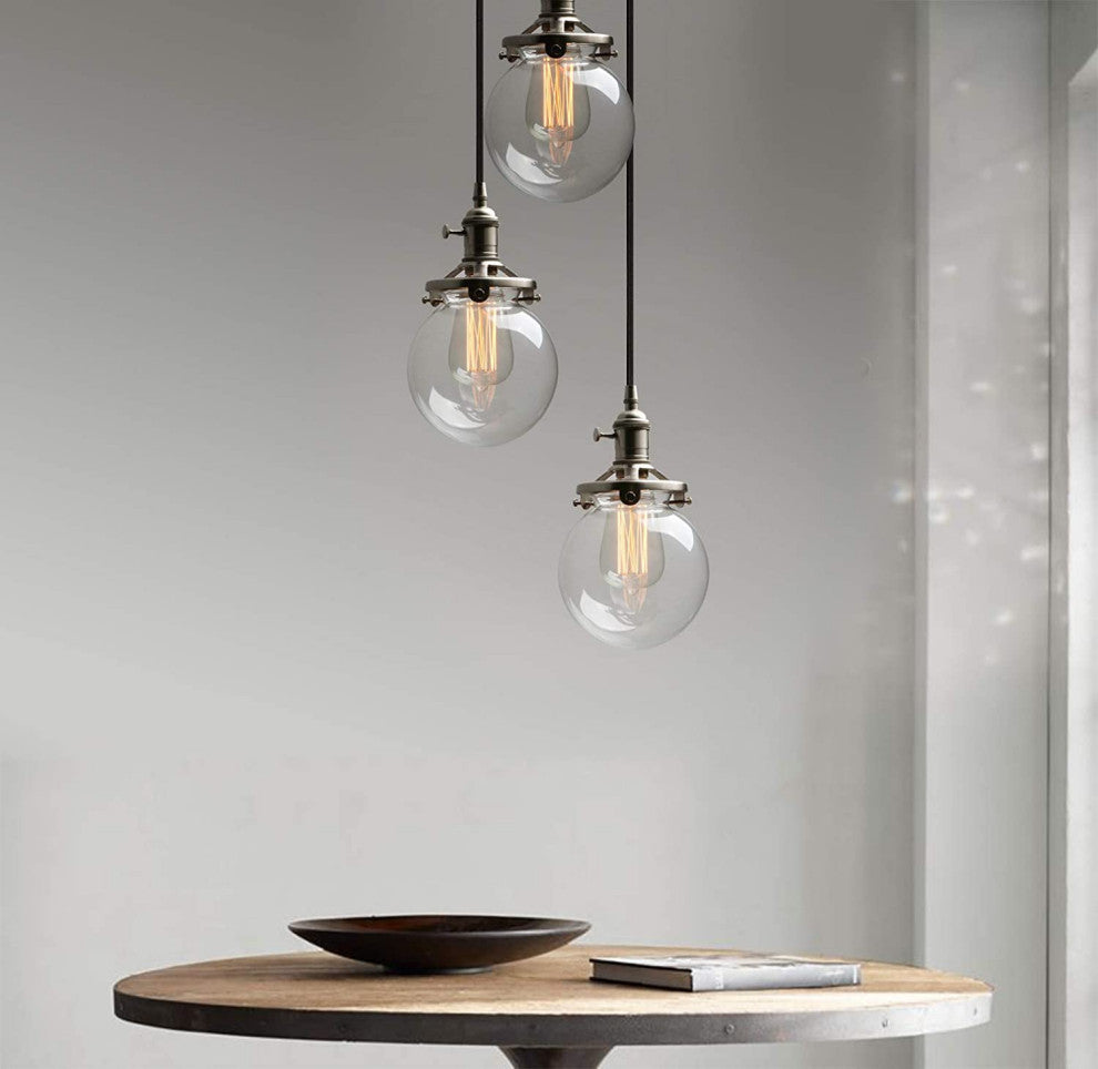 3 Light Ceiling Light Chandelier Globe Glass Pendant Lighting