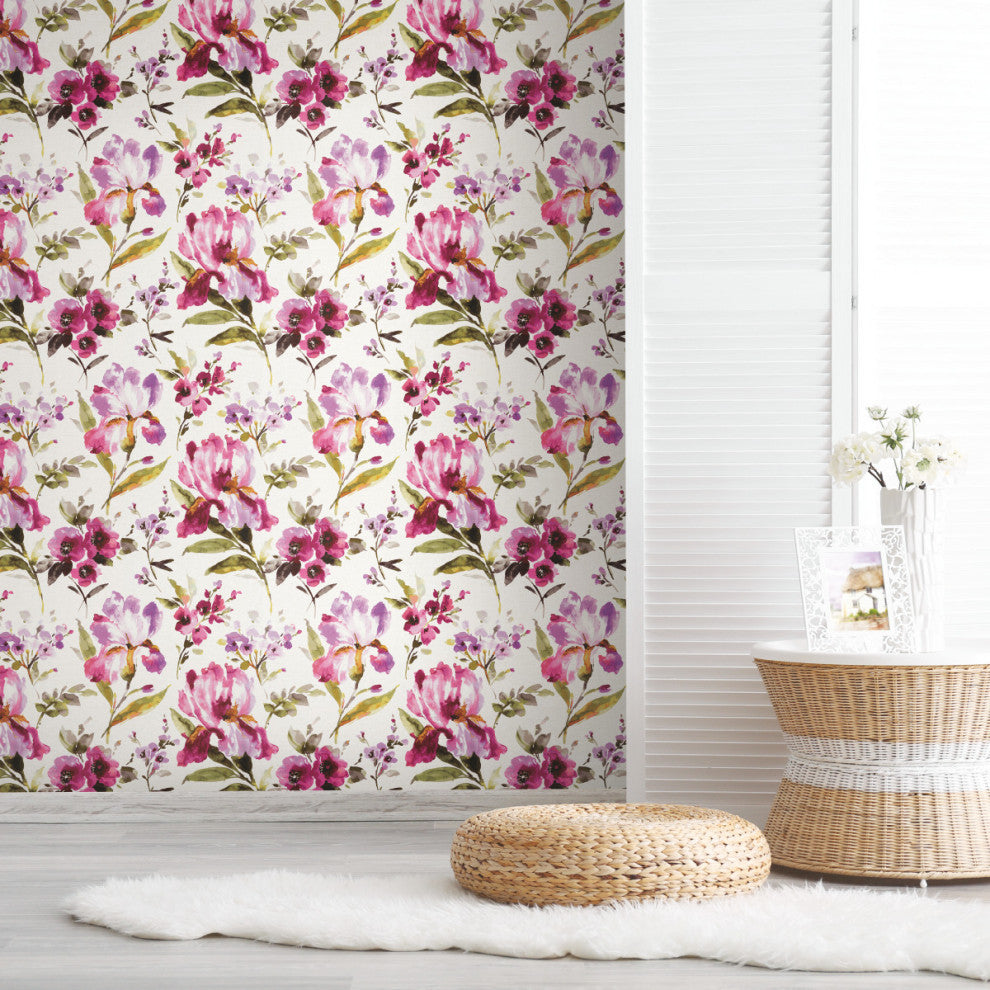 Iris Peel and Stick Wallpaper, Purple