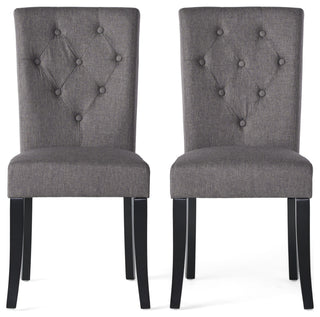 GDF Studio Nasima Brown Fabric Dining Chairs, Set of 2