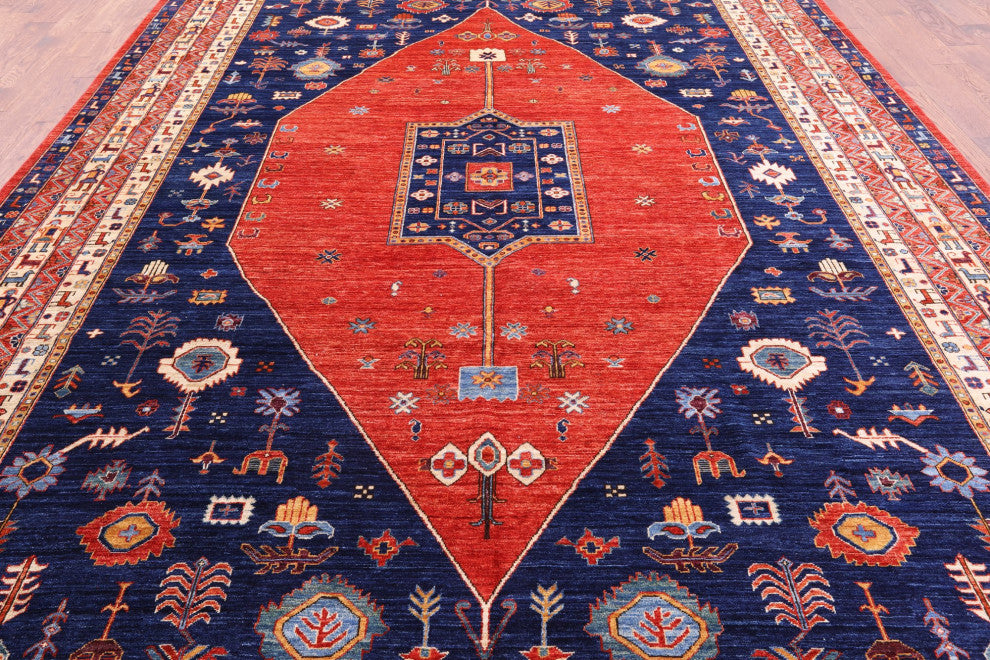 9' 11" X 13' 9" Hand Knotted Persian Fine Serapi Wool Rug - Q12644