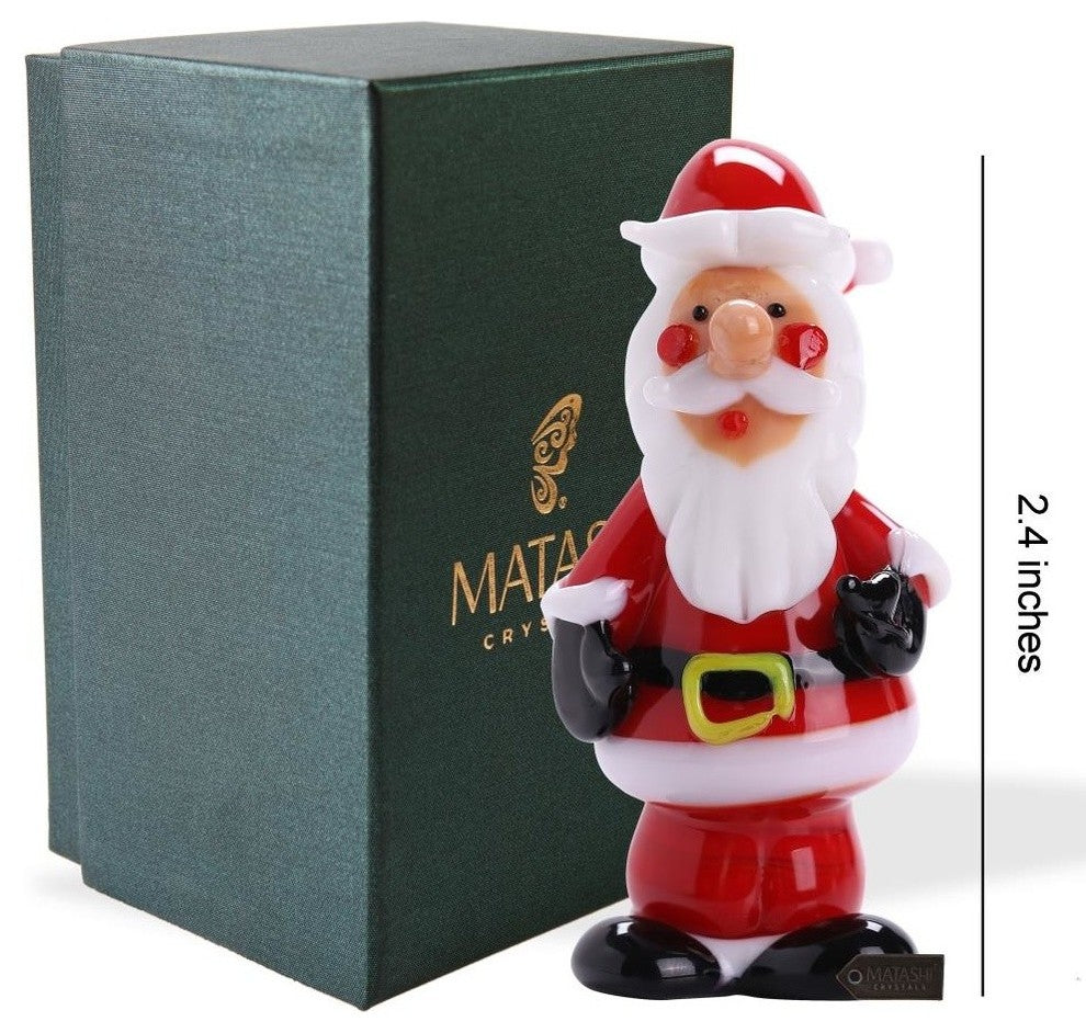 Murano Christmas Winter Decorative Glass Standing Santa Figurine