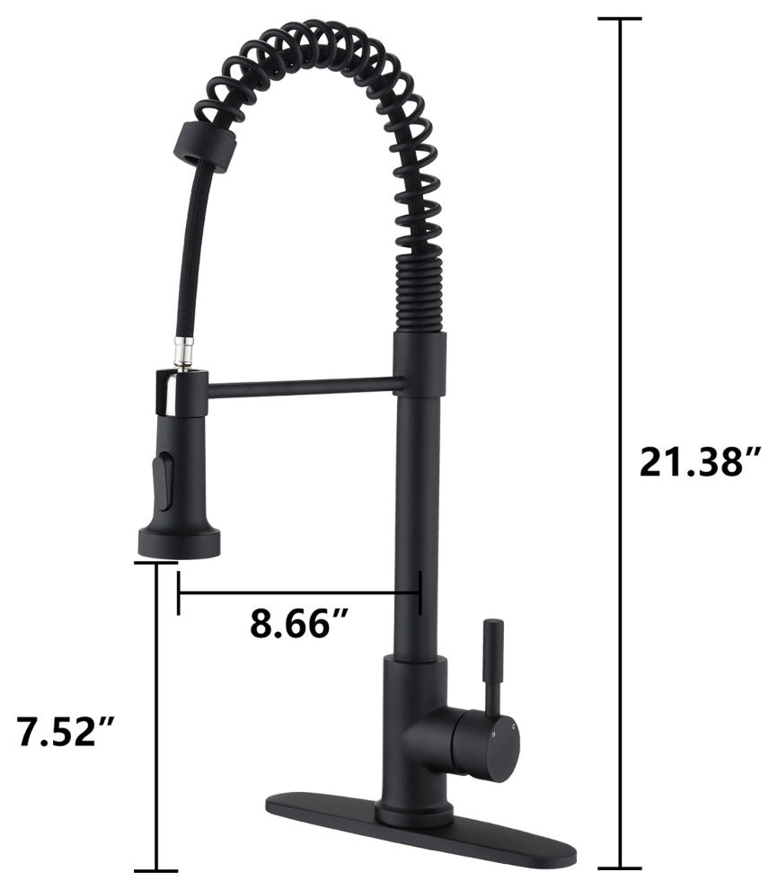 Single Handle Deck Mounted Spring Neck Kitchen Faucet with Pull Down Sprayer , M