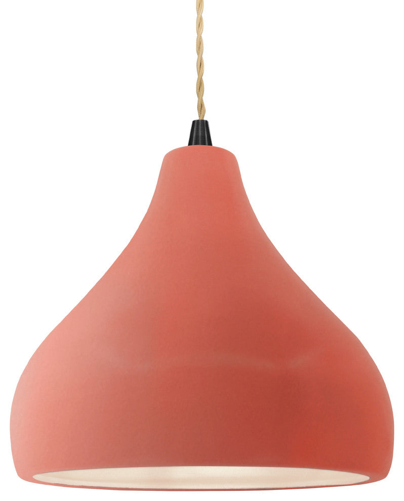 Radiance Medium Droplet 1-Pendant, Gloss Blush/Matte Black Metal, LED